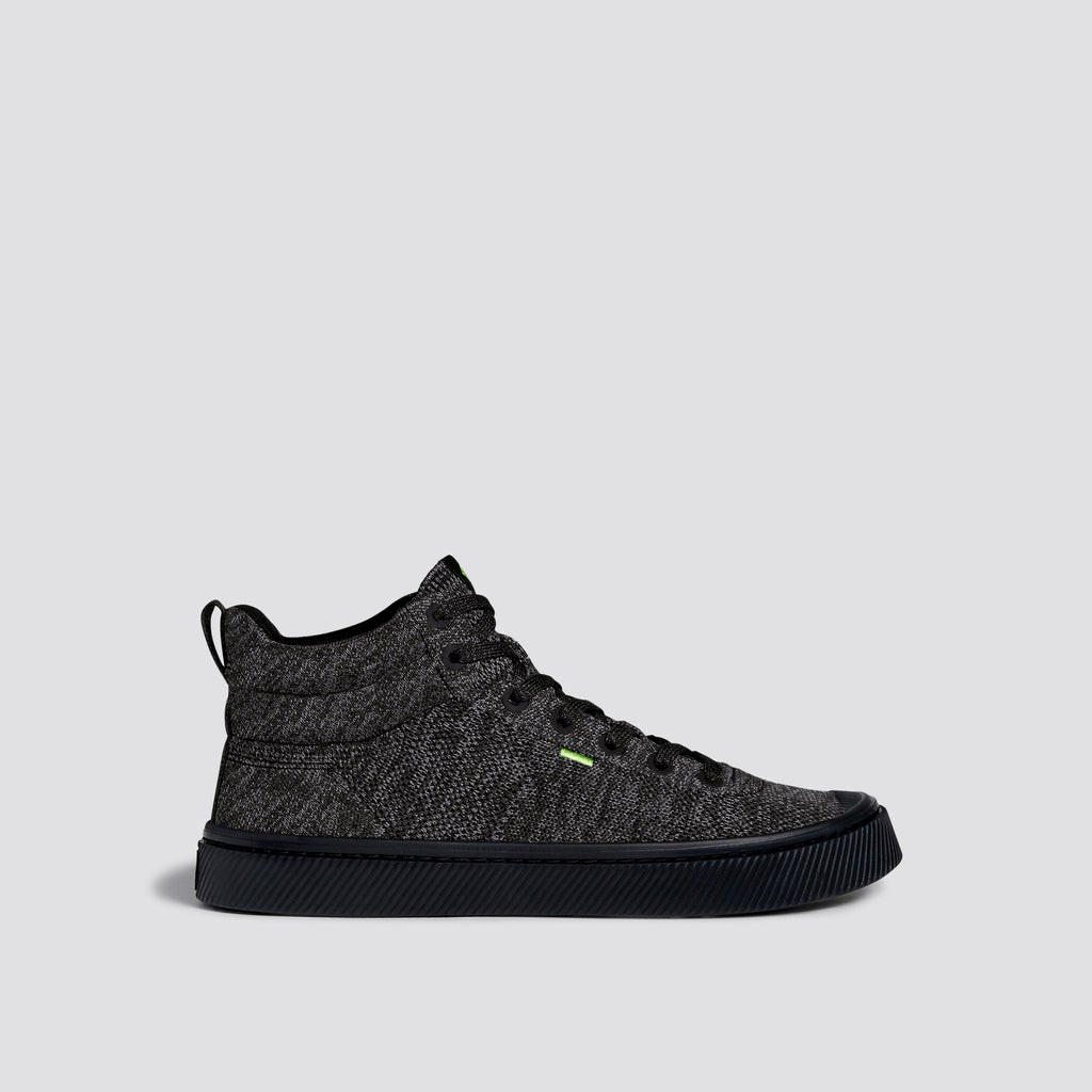 IBI HIGH Cariuma High Top Bamboo Weave Knit Vegan Noir Homme | EAZ-3602173